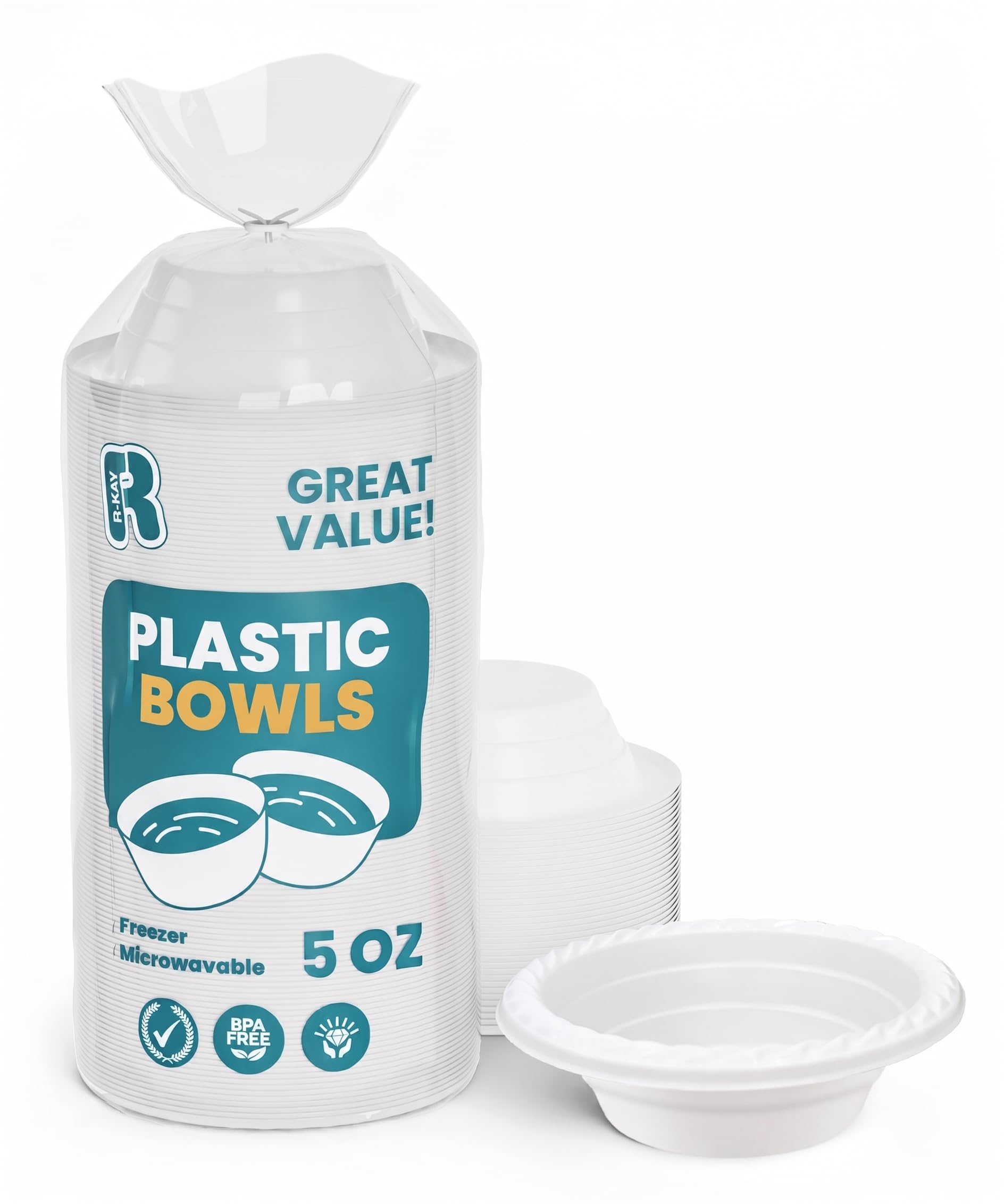 Disposable Plastic Bowls - 100 Count -9