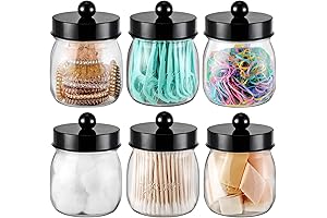 Qtip Holder Bathroom Set of 6, SheeChung Apothecary Jar Set