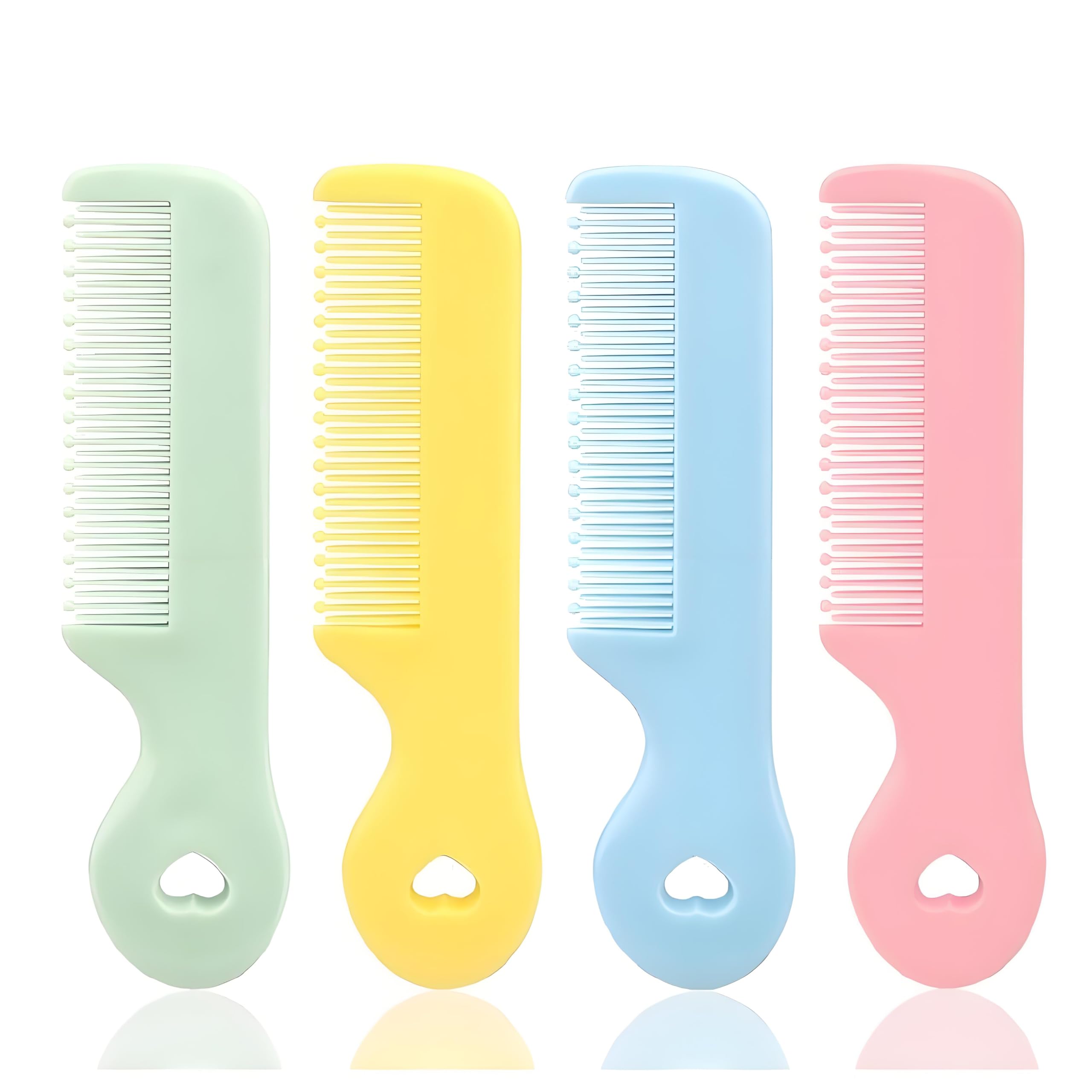 4Pcs Baby Combs with Round Colorful Soft Bristle Tips, Gentle on Sensitive Scalp Skin for Newborns, Infants, Toddlers