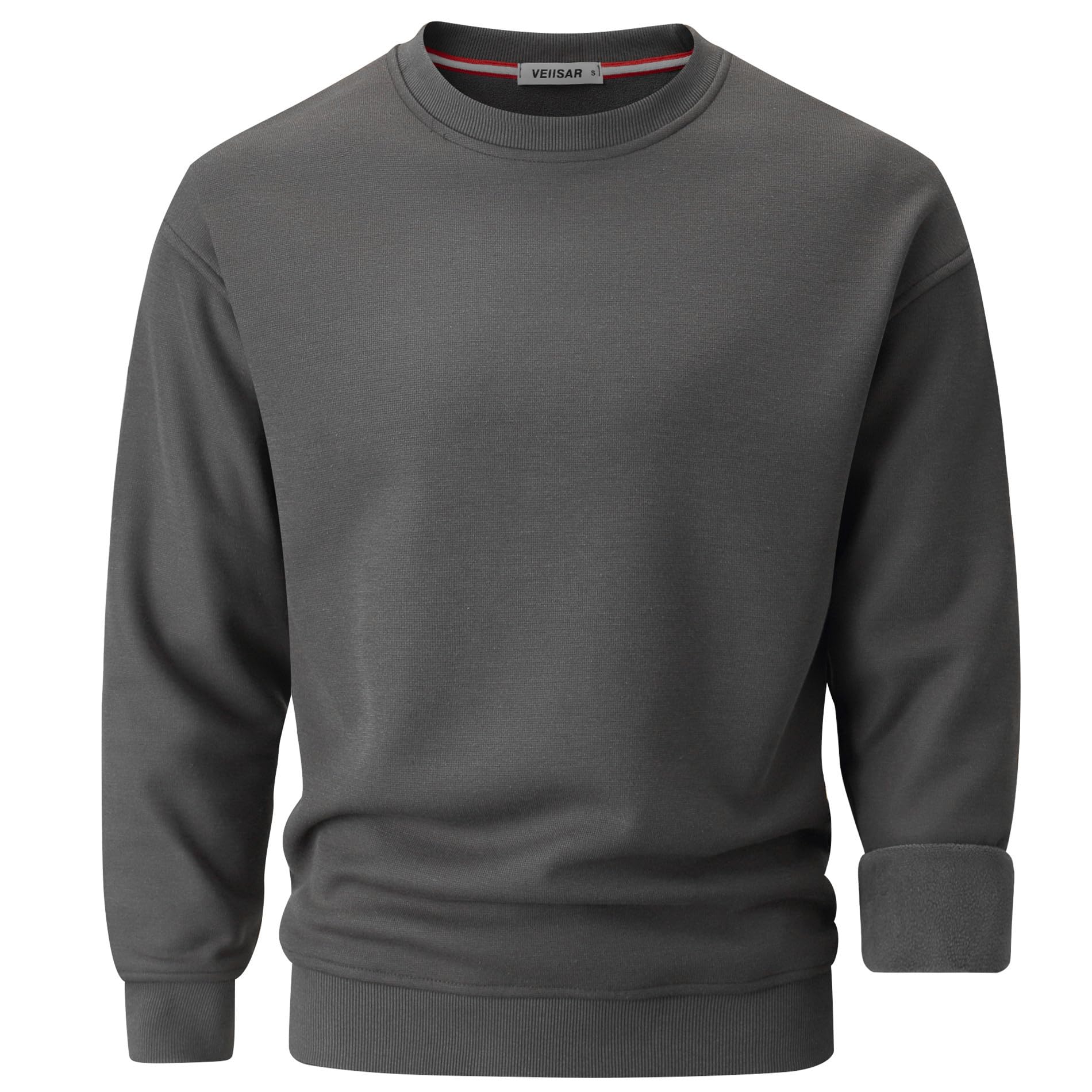 VEIISAR Herren Heavy Weight Pullover mit Rundhalsausschnitt,410g – Warmes Sweatshirt für Herbst & Winter - Dickes Fleece-Innenfutter