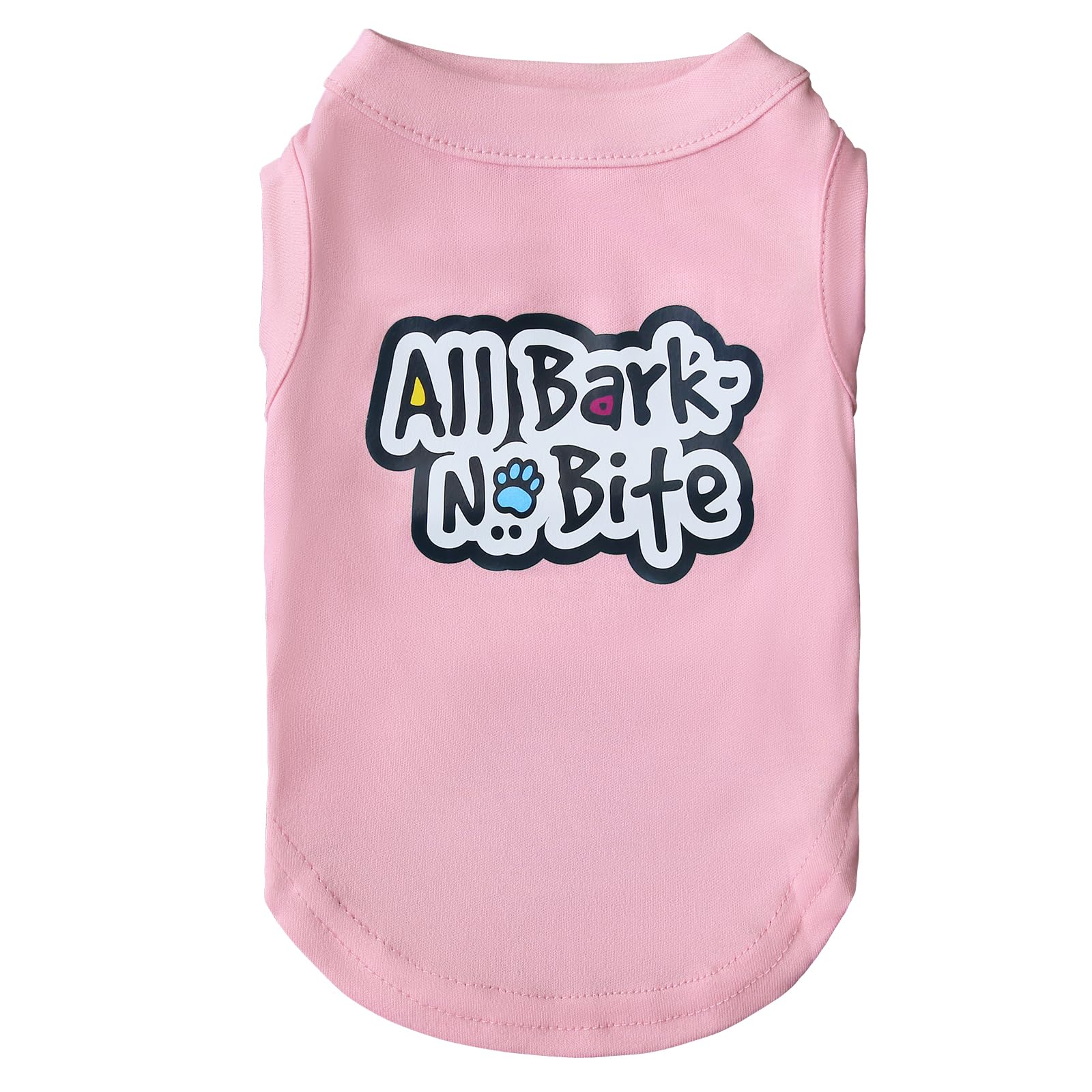 ZhuPolly Dog Shirts for Small Dogs Printed Pattern All BARK NO BITE Cotton Calm Cute Sleeveless Dog Clothes Breathable and Little Stretchy Tshirts for