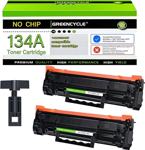 greencycle Repuesto compatible para Hp 134A cartucho de tóner negro instalación manual de chip Laserjet M209dw M234dw M234sdn M234sdn M234sdw