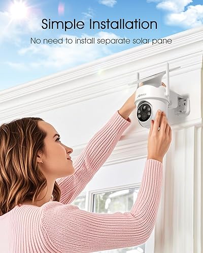 Miniatura 2 de ANRAN Cámaras de seguridad solares inalámbricas para exteriores, cámaras 2K para seguridad del hogar con panel solar fijo, PTZ de 360 para