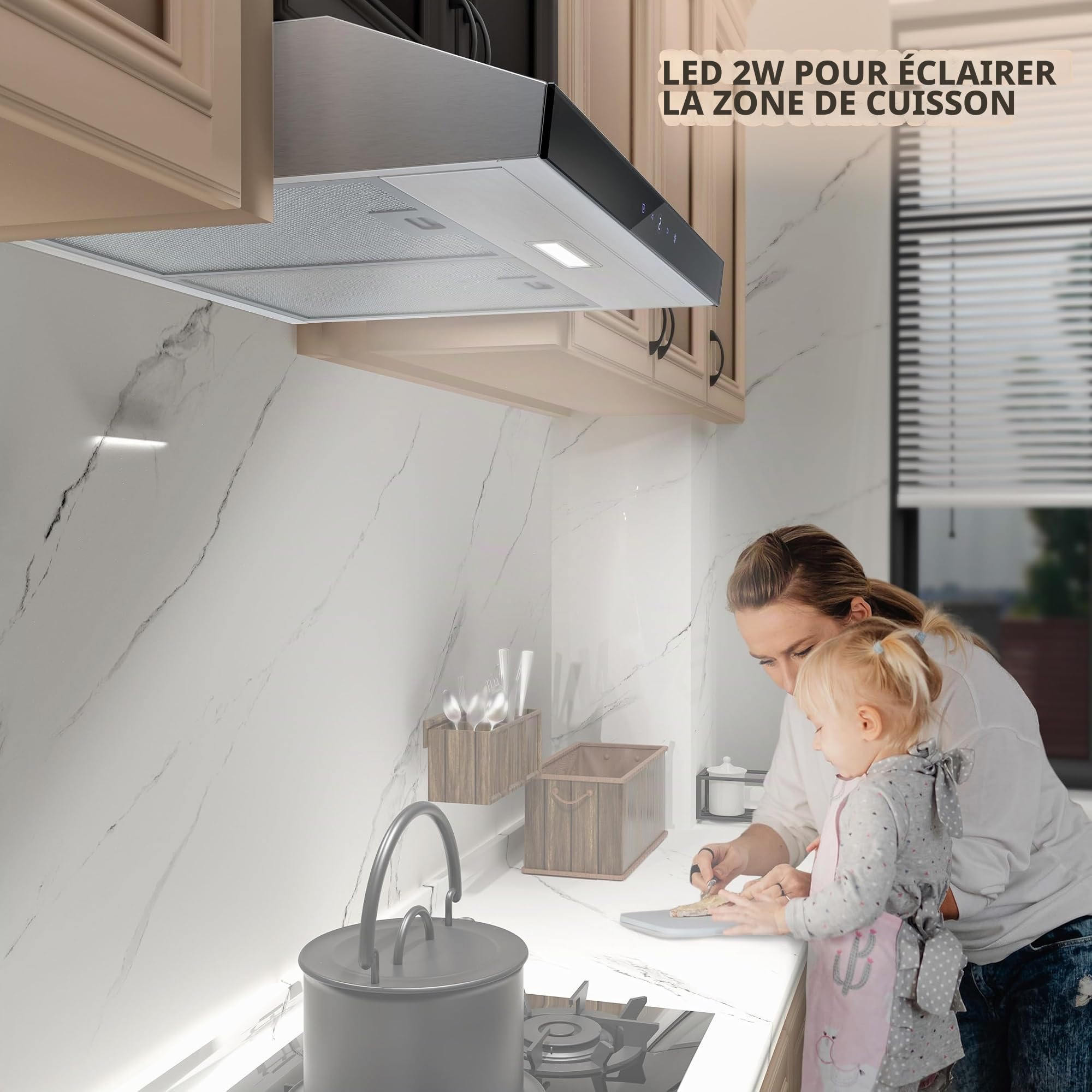 FIREGAS Hotte Aspirante Encastrable 60cm Tactile Inox LED