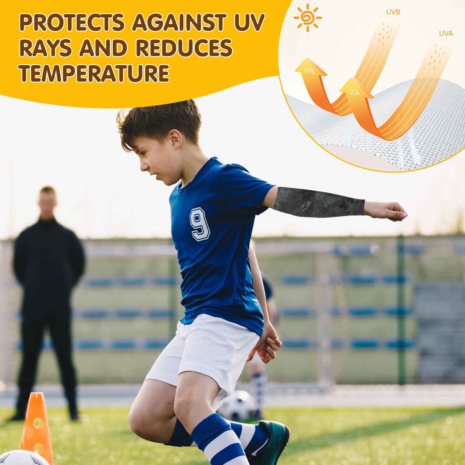 Leikedun 4 paia di manicotti per bambini, a compressione anti-UV, traspiranti, per l'estate, per il raffreddamento delle braccia, per ragazzi e ragazze