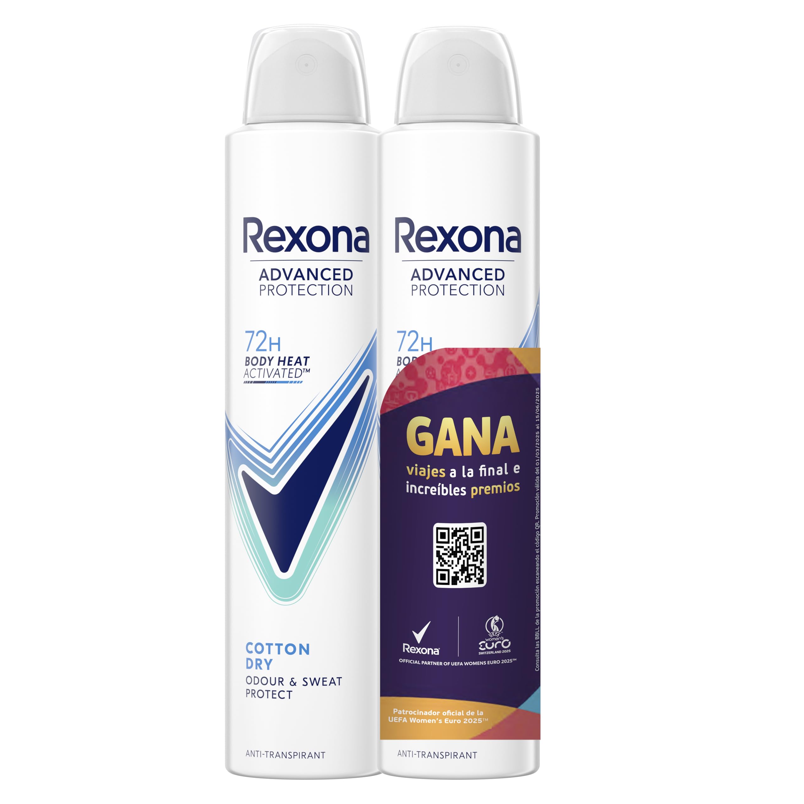 Rexona Damen Advance Protection Cotton Dry 72H Deodorant Für 2 X 200 Ml