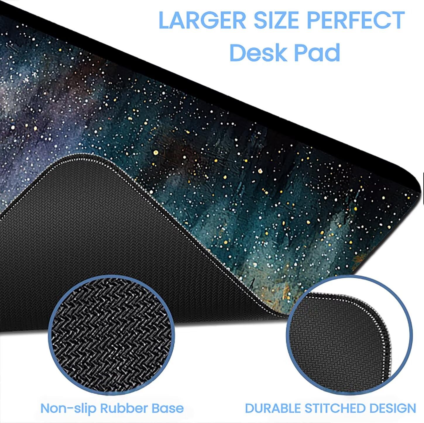 Lpfieonn gwiaździste niebo podkładka pod mysz do gier XXL- 120x60cm - mata na biurko z krajobrazem XXL - podkładka na biurko dla graczy - szyte krawędzie wodoodporne antypoślizgowe - wysoka precyzja i