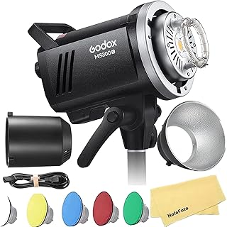 Godox MS300-V MS300V 300W Compact Studio Strobe Flash Light,GN58 0.1-1.8S Recycle Time,2.4G X System,Bowens Mount with 10W LED Modeling Lamp for Wedding,Portrait,Fashion,Product,Studio Photography Etc