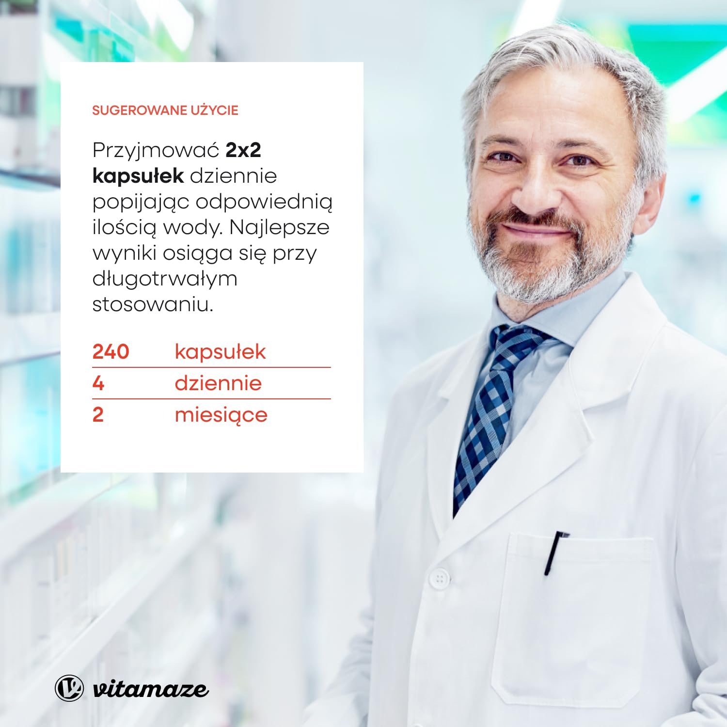 Vitamaze Maca 4000 mg + L-Arginina 1800 mg + Witaminy + Cynk, 240 Kapsulek na 2 Miesiace