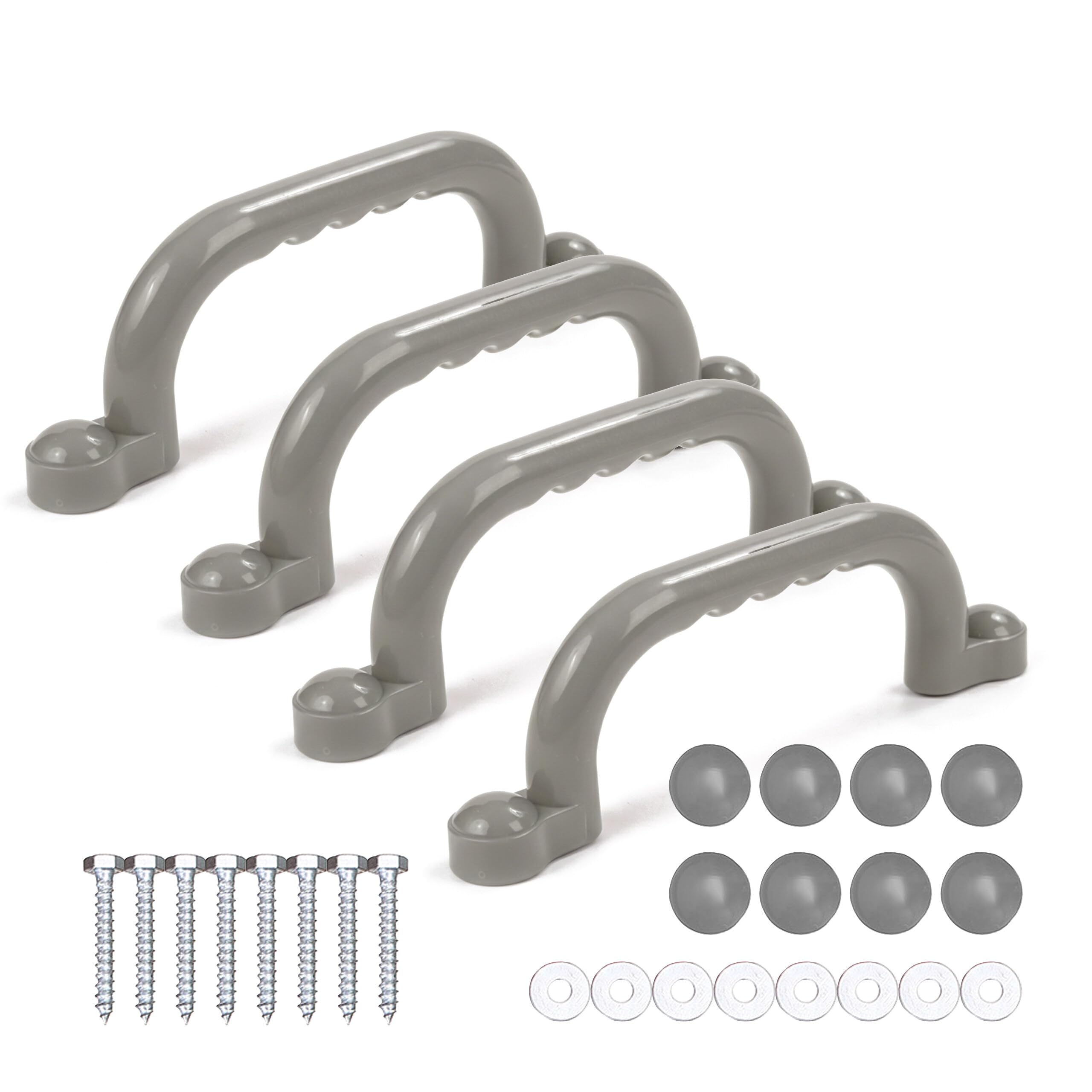 Relaxdays Klettergerüst Griffe 4er Pack – Haltegriffe bis 100 kg, Kunststoff, Grau