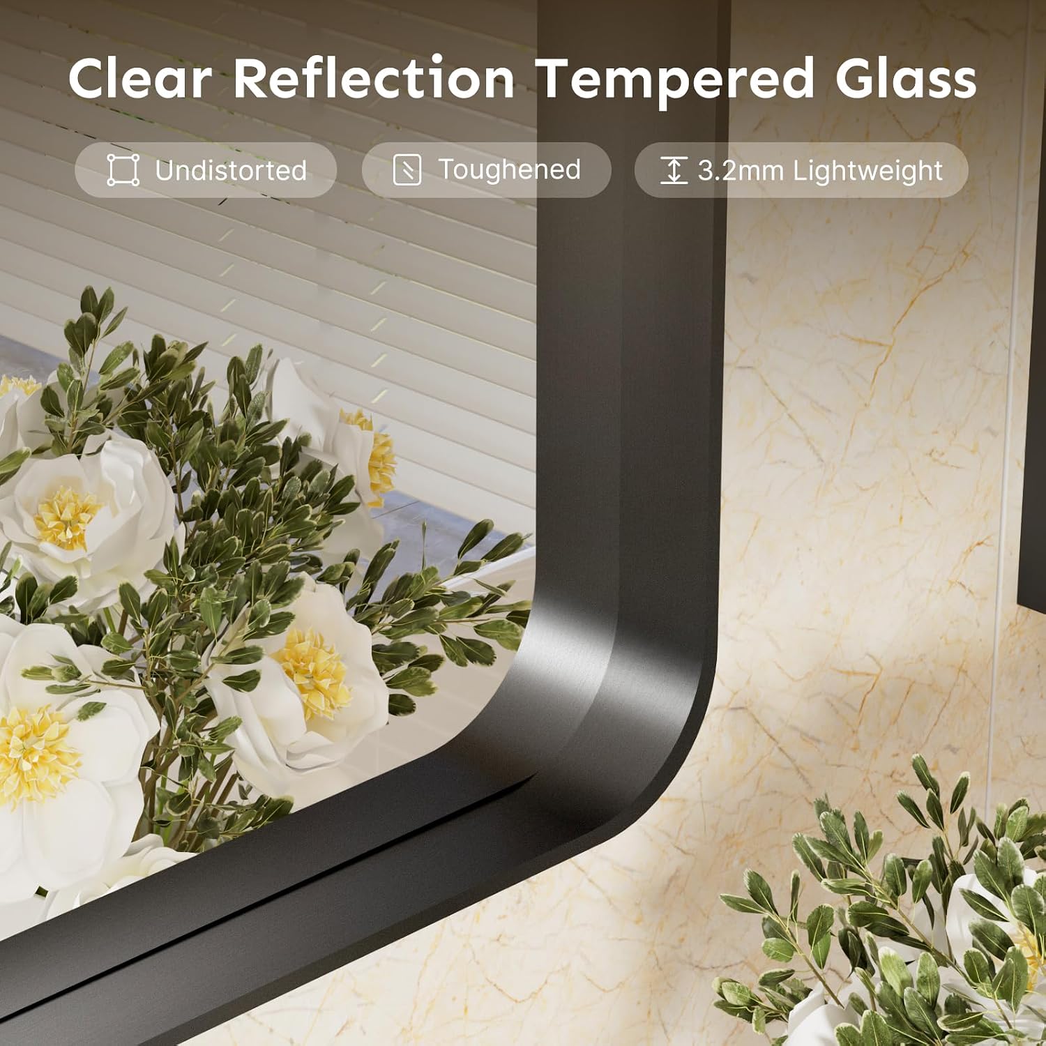 Kosmonia 36x24 Bathroom Vanity Mirror for Wall, Aluminum Framed, Farmhouse Rectangle, Anti-Rust, HD Reflection Anti-Desilvering, Distortion Free, Tempered and Shatter-Proof Wall Mounted Mirror, Black