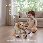 OR OR TU Walking Barking Toy Dog with Remote Control Leash, Plush Puppy Electronic Interactive Toys for Kids, Shake Tail,Pretend Dress Up Realistic Stuffed Animal Dog Age 3 4 5 6+ Years Old Best Gift