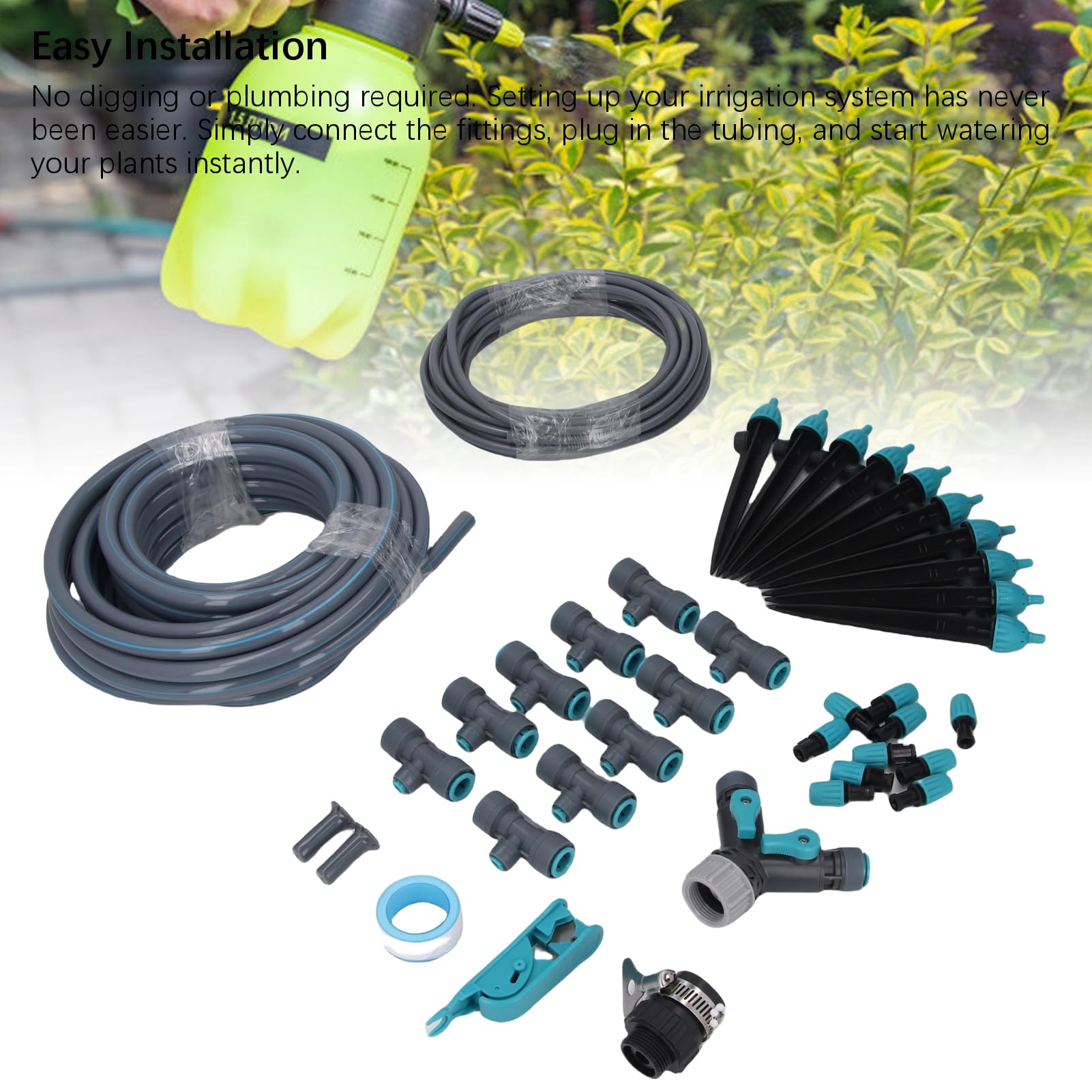 Pssopp di Irrigazione a Goccia Automatico, PE PVC ABS, Ugelli Regolabili per Serra per Aiuole da Prato 3 modalità di Irrigazione Kit da 10 M