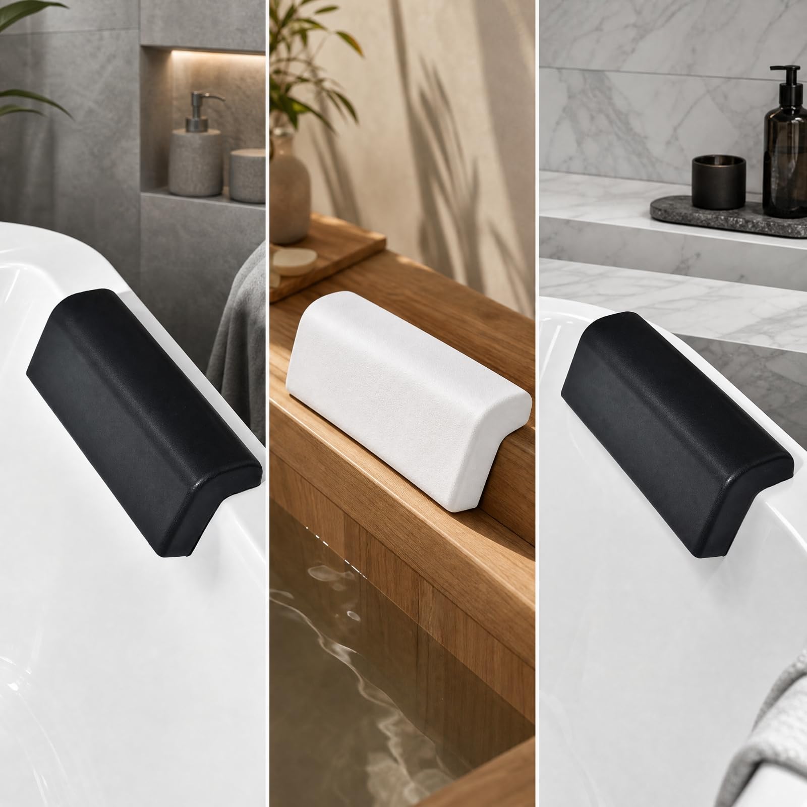 predolo Almohada Ergonómica Baño con Ventosas Ergonómico Almohada Cervical Baño Antislizan para Baños Relajans Prolongados,