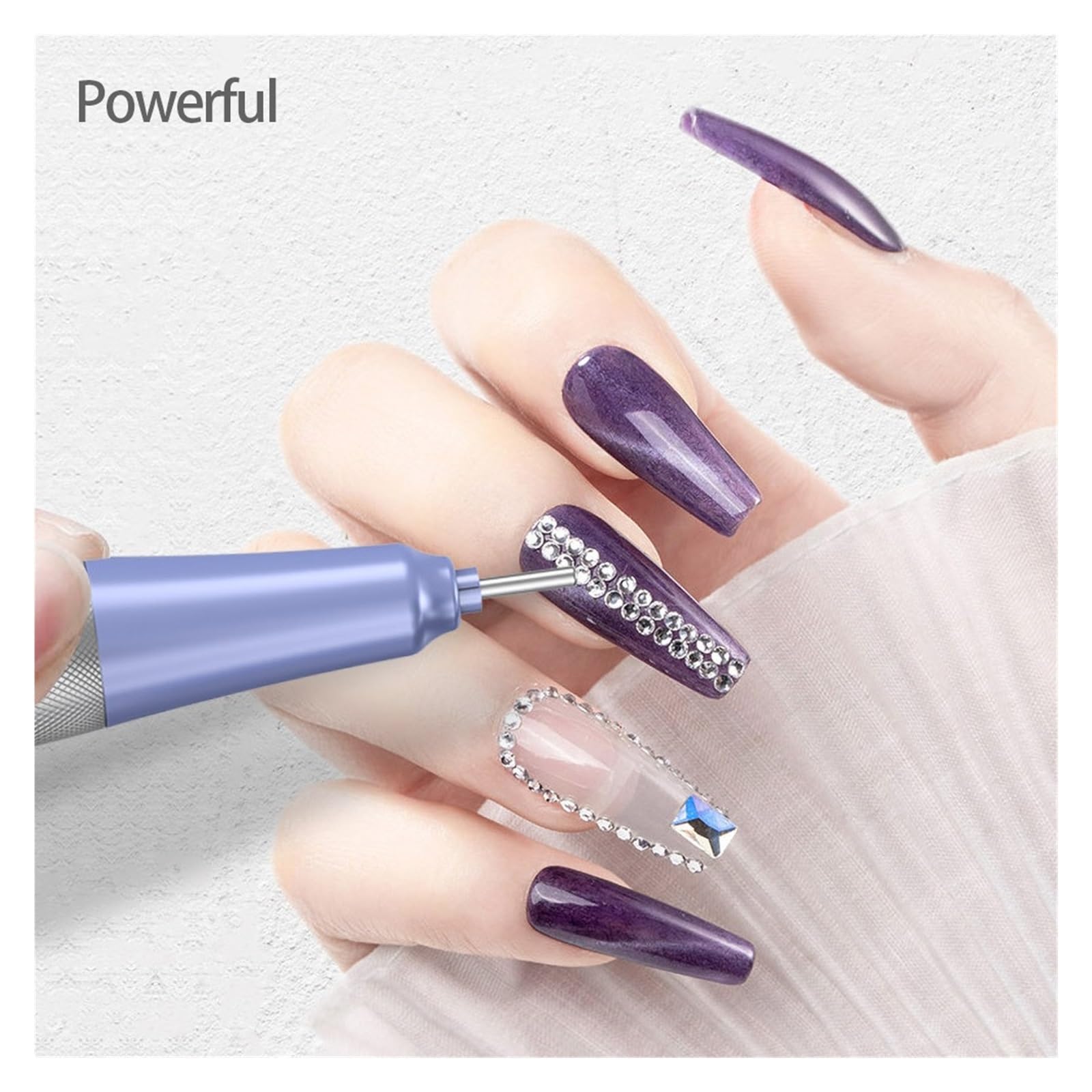 Nagelfräser, Drahtlose 45000 U/min Nagelmaschine Maniküre Maschine Wiederaufladbare Nagelbohrmaschine Schnurlose Nagelfeile Led-anzeige for Alle Gel(White)