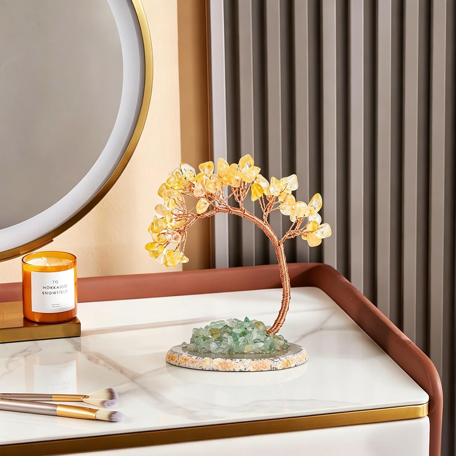 Albero Della Vita In Cristallo Giallo, Soprammobili Moderni per Casa e Ufficio, Oggetti Decorativi per la Casa Fatti a Mano, Ornamento Feng Shui per Prosperità e Fortuna, Regalo Donna