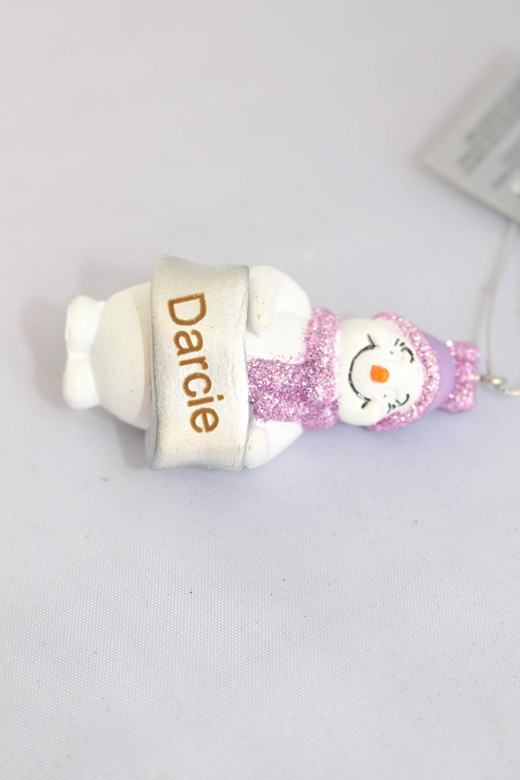 Suki Gifts Cute Purple Snowman Bauble Hanging Decoration Ornament with laser engraved name - personalised