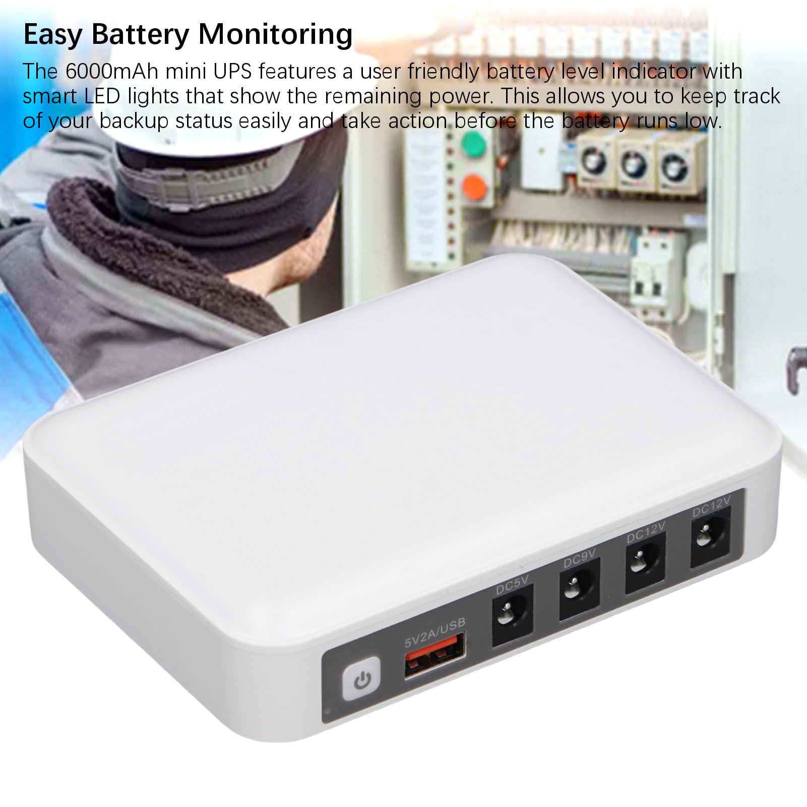 Mini UPS 6000 MAh de Gran Capacidad Router de Potencia Estable Fuente de Alimentación Ininterrumpida 5V 9V 12V Salida para WiFi, Módem, Enrutador (Enchufe de la UE)