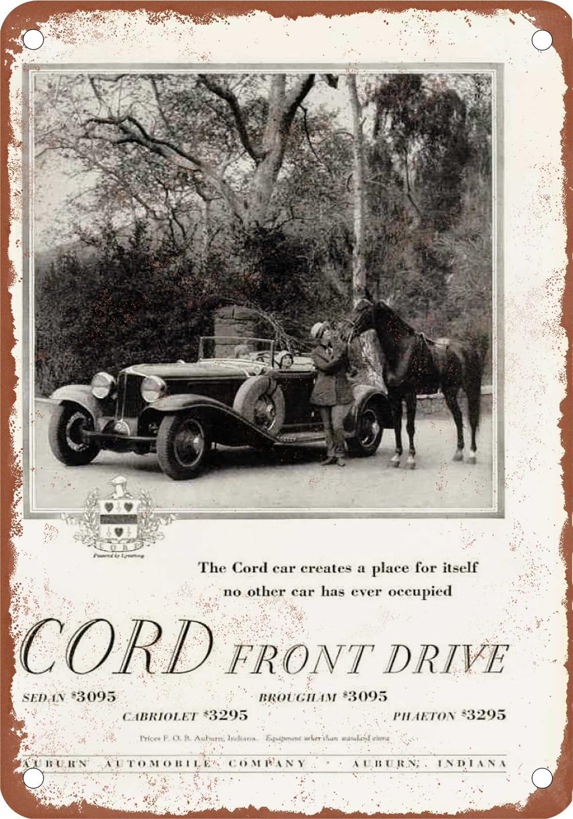Miaomansenstore Metal Sign - 1930 Cord Vintage Ad 07 - Old Retro Rusty Look Home Decor