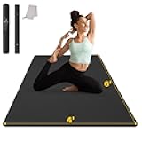 Large Yoga Mat (6'x 4'), Extra Wide Workout Mat for Men and Women, Yoga Mat Thick 1/3 &1/4 Exercise Mats for Home Workout, Yoga, Pilates (Black,1/4 inch)