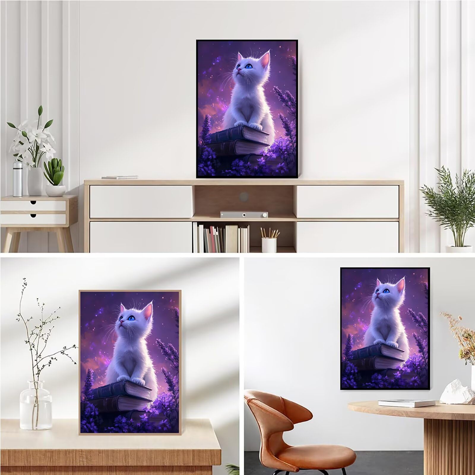Diamond Painting Kit Completo, Diamond Painting Gatto, 5D Pittura Diamante Kit Manualidades Adultos DIY Diamantini Crystal Art Disegni Ricamo a Punto Croce Artigianale, 60x90cm Cielo Stellato j0-993