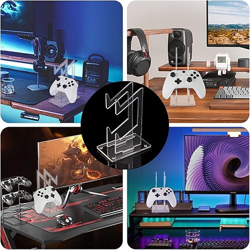 Miniatura 6 de AHANDMAKER Soporte universal para controlador doble, soporte de exhibición de controlador de juegos de acrílico transparente, soporte de escritorio