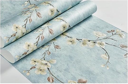 Decorative Wallpaper Non Woven Wallpaper 3D Floral Embossing Wall Paper Home Wall Decoration Bedroom Living Room Study Room Home Decoration Color Blue, Size 3mx53cm