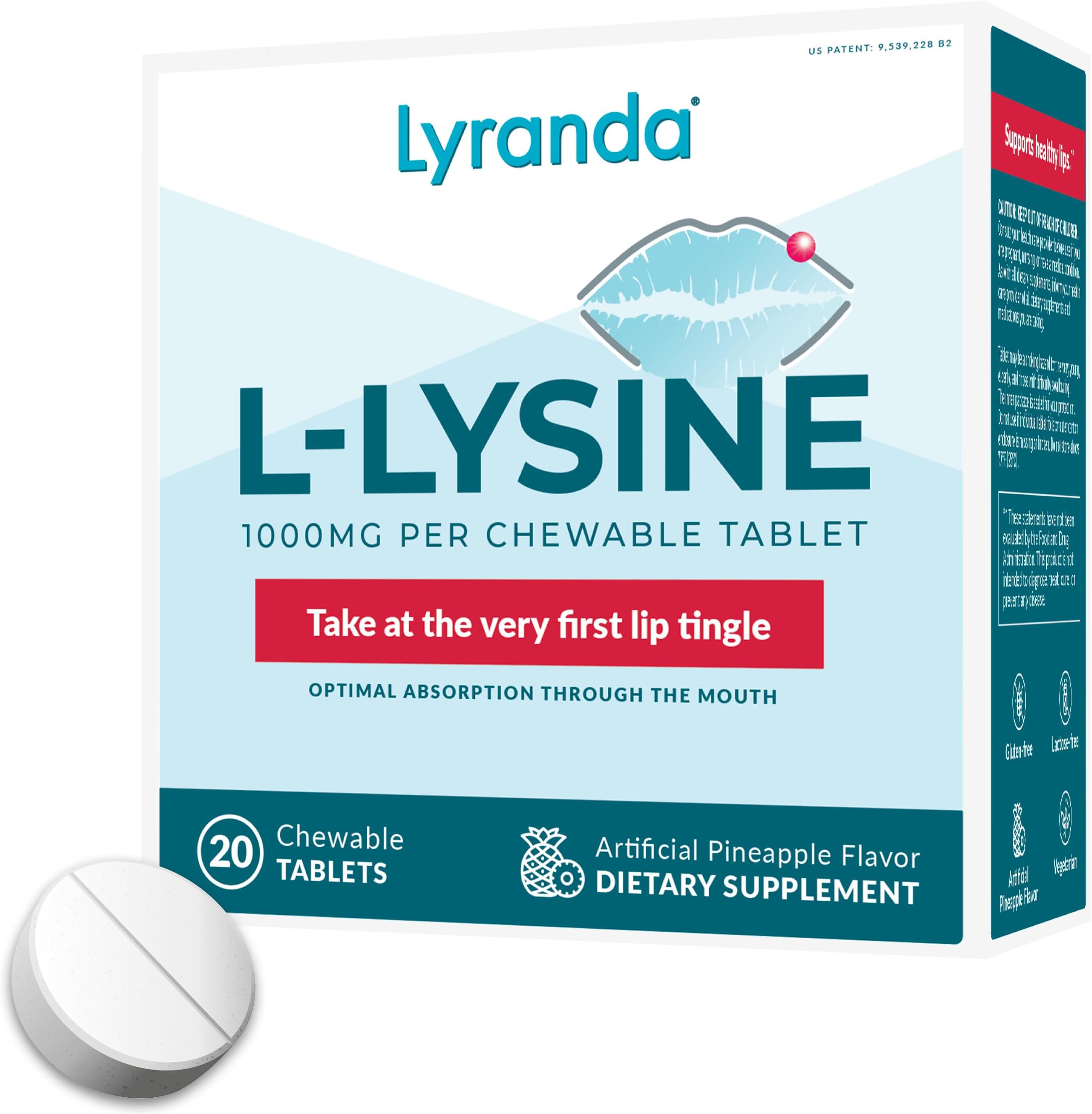 Lysine Cold Sore Treatment - Chewable L-Lysine Tablets - Faster Absorption and Better Hygiene