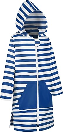 MissShorthair Kids Hooded Towel Poncho with Zipper Beach Cover-Up with Pocket Swim Towel Robe for Boys & Girls