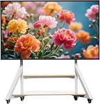 unho Large Mobile Rolling TV Stand Floor with Wheels for 65 to 100 inch | Heavy-duty television stands up to 220lbs for 65 70 75 80 85 86 90 95 98 100inch Adjustable Heights for Bedroom Office corner