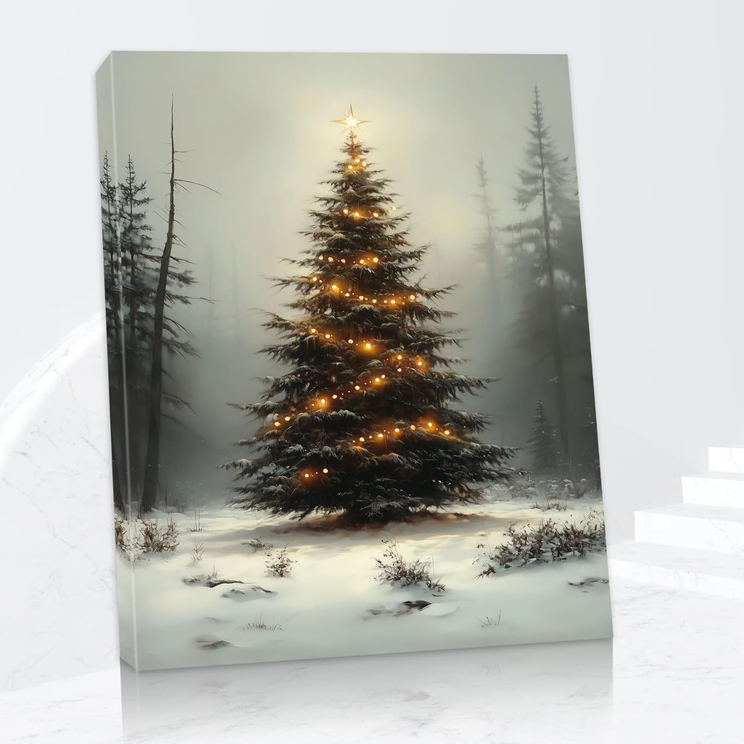 TABINDEX Christmas Wall Art, Winter Christmas Trees Canvas