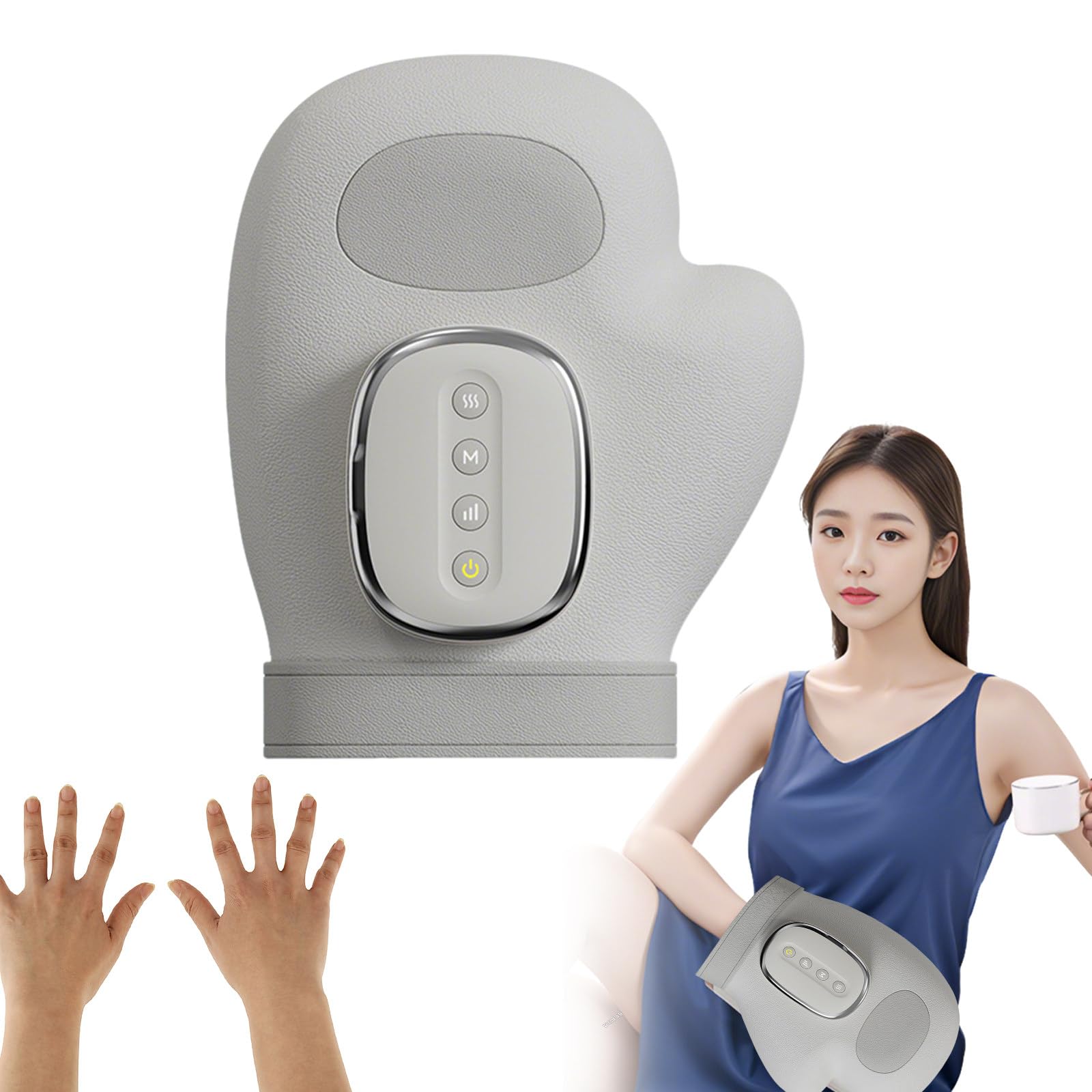 Massaggiatore Elettrico Cordless per Dita e Polso, Massaggio puntiforme Multi-modalità, Livelli di Calore, 5 Livelli di intensità, Impugnatura Regolabile per papà, Mamma