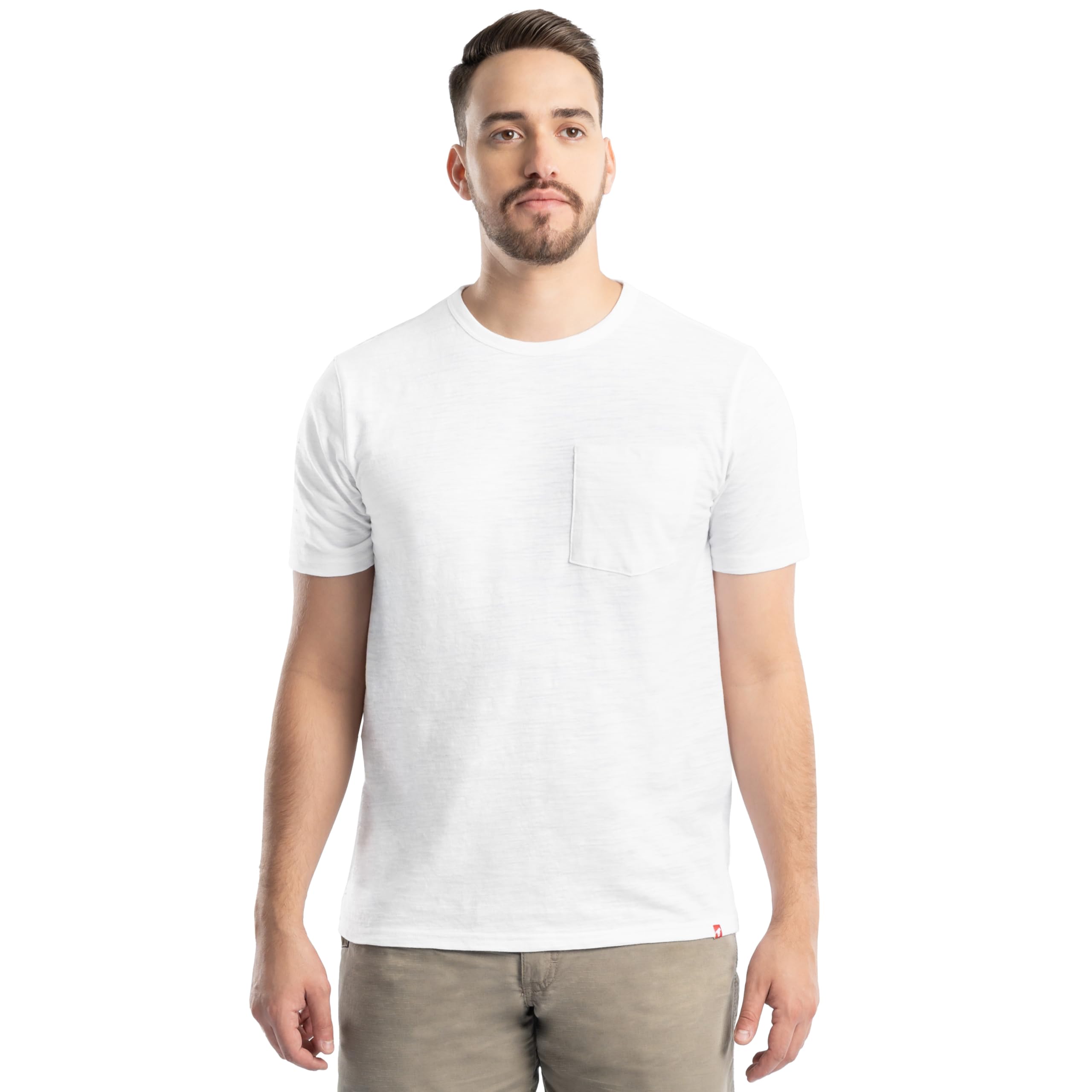 Wrangler Men's Short Sleeve Recycled Slub Pocket T-Shirt, White, XL