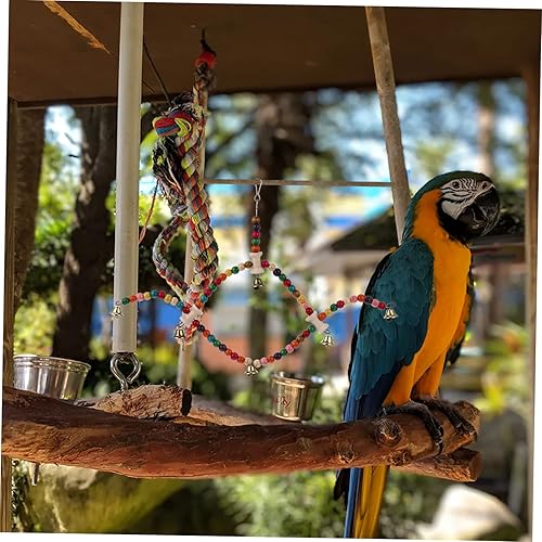 Miniatura 8 de NOLITOY Parrot Swing Parrot Chew Toy Parrot Wood Swing Parrot Mecedora de loro Soporte de madera de loro Soporte de perca Juguetes para pájaros,