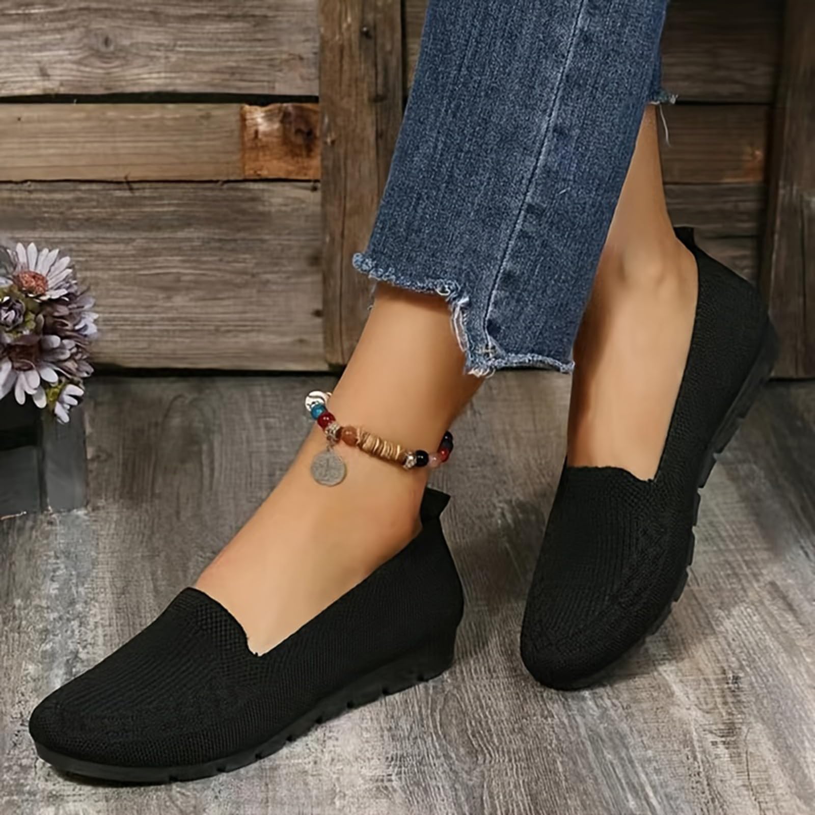 Mocassini Donna Slip-On in Maglia Traspirante | Suola Antiscivolo Morbida e Leggera con Supporto ‘proa Plantare – Scarpe Comode per Lavoro, Estate, Viaggio