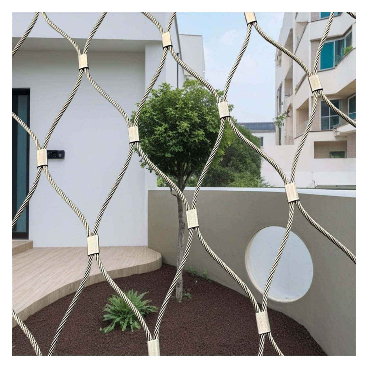 Rete Metallica in Acciaio Inossidabile - Protezione di Sicurezza per balconi da 9 cm, Recinzione Flessibile in Filo Metallico per la Protezione di Giardini e parchi gioch