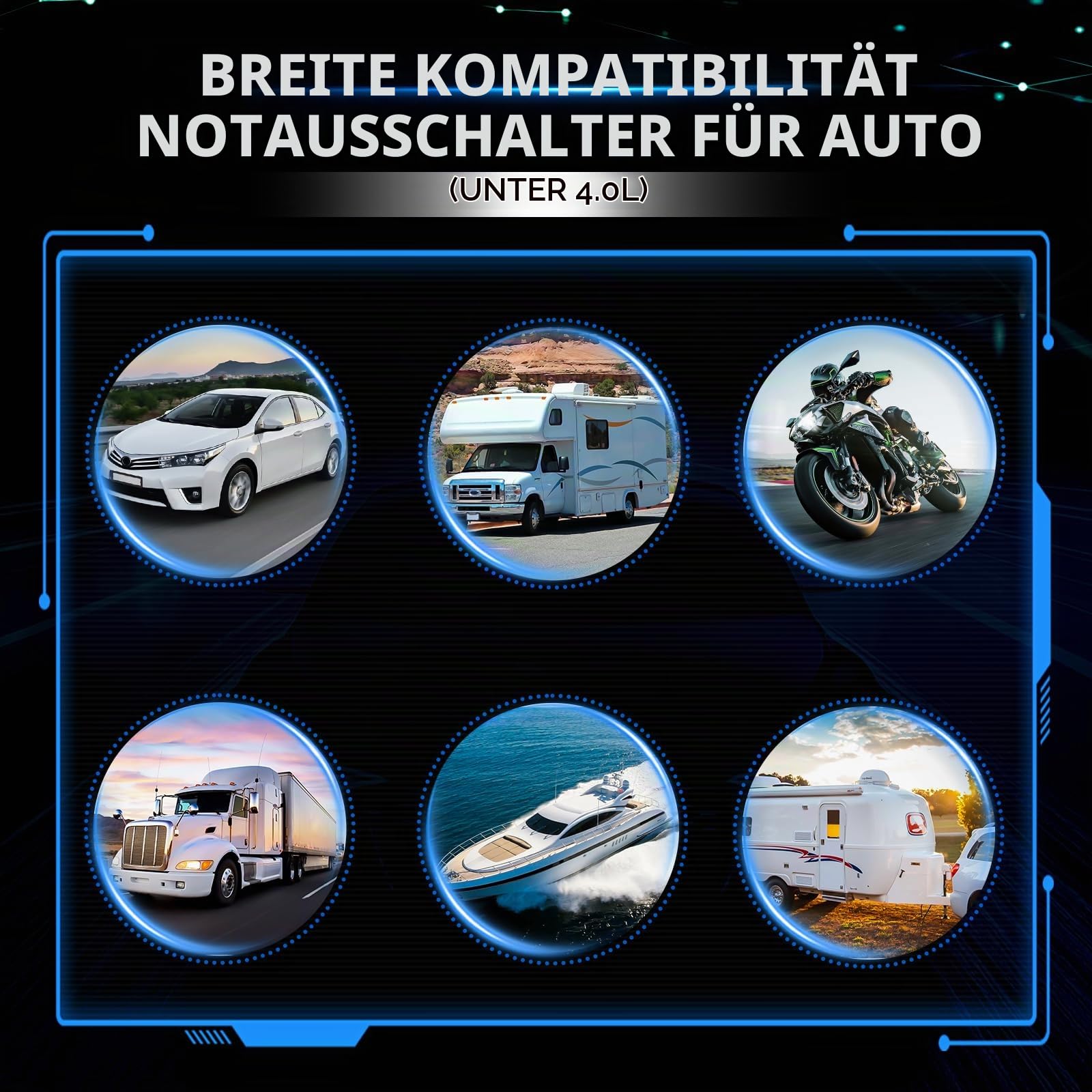 GEARMONSTER Drahtloser Ferngesteuerter Batterietrennschalter, 12V 240A, mit Led-Spannungsanzeige, App-gesteuert, Anti-Diebstahl, Batterie Kill Switch für Auto, Wohnmobil, ATV, LKW, Marine, Blau | Fernbedienung, Batterie Kill Switch, Bluetooth, Anti Diebst