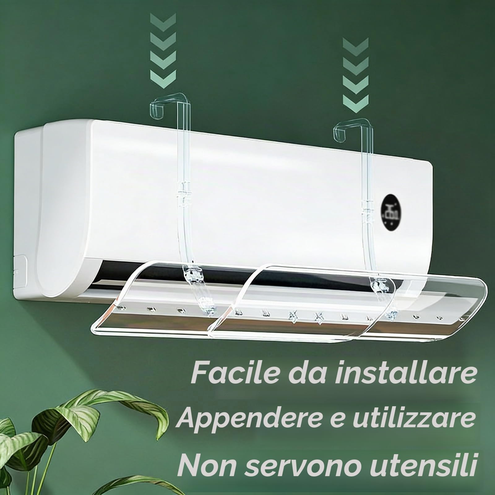 Deflettore Condizionatore Universale Regolabile, Deflettore Aria Condizionata Universale per Bocchette d'Aria Split a Parete, Design Telescopico e Trasparente