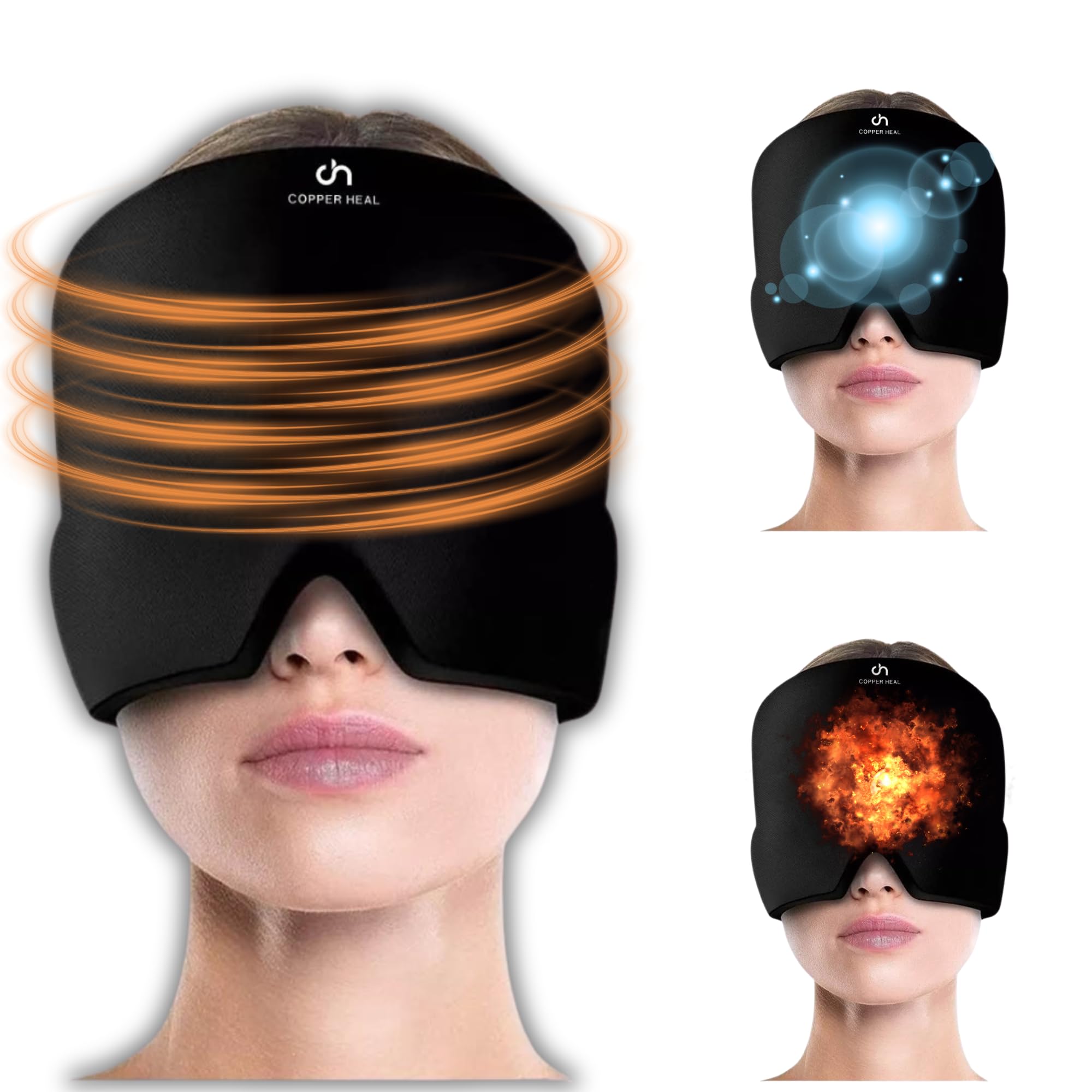 Migraine Relief Cap - Highest Copper Infused Content Headache Relief Gel Cap Ice Hat for Tension & Migraine Relief Cold Migraine Cap - Hot & Cold Therapy Gel Eye mask Hangover Stress Pain