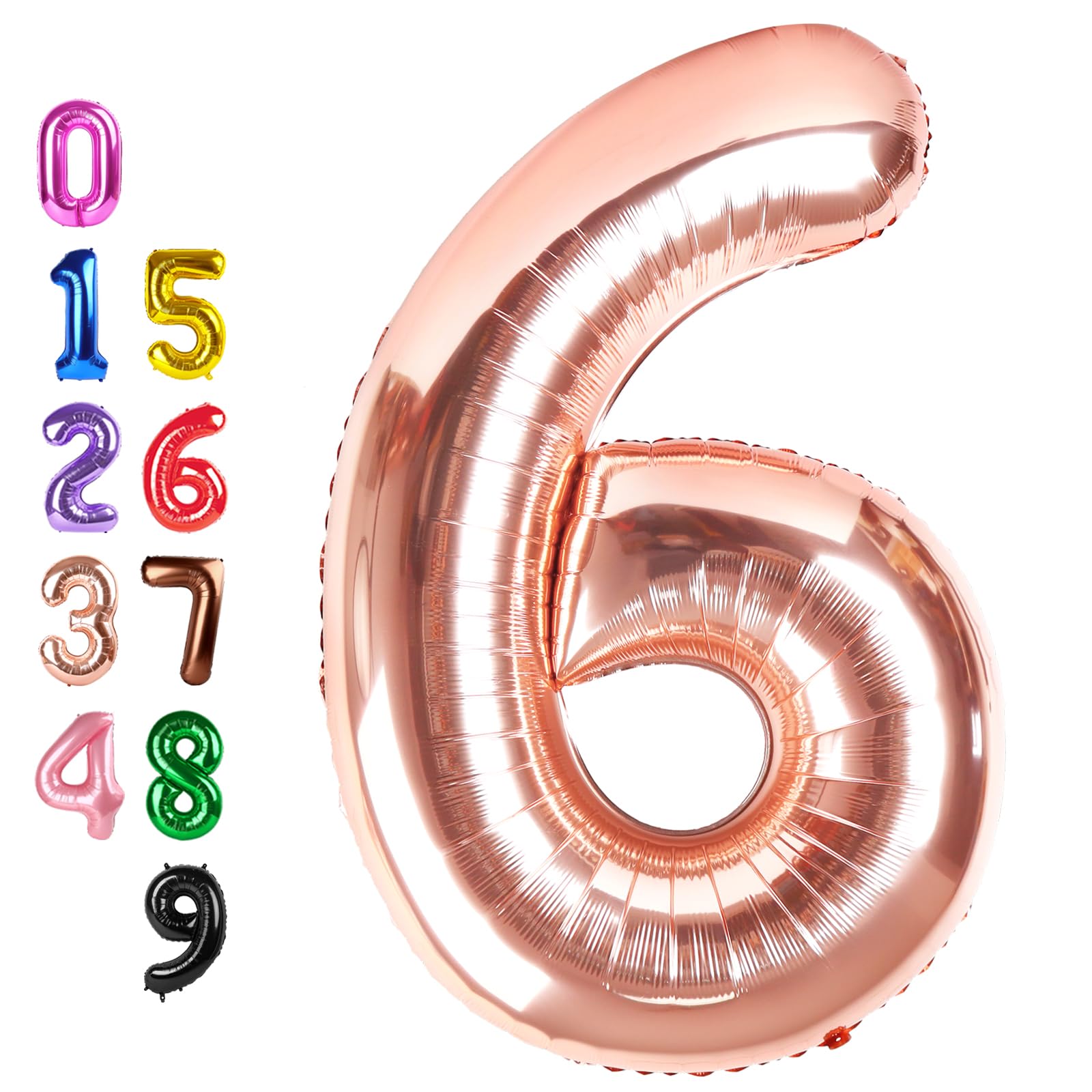 Number Balloons Rose Gold 6 Balloon 40 inch for 6th Birthday Decoration