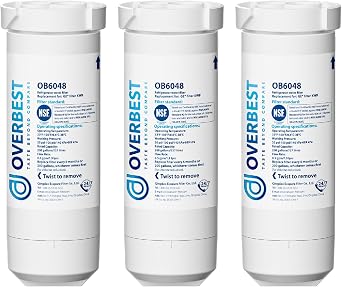 Overbest XWF No chip Refrigerator Water Filter, Replacement for GE WR17X30702, NSF 42 & 372 Certified, Compatible with GE GNE27, GFE26, GDE25, GSS25, PSE25 Series Refrigerators, 3-Pack Not XWFE