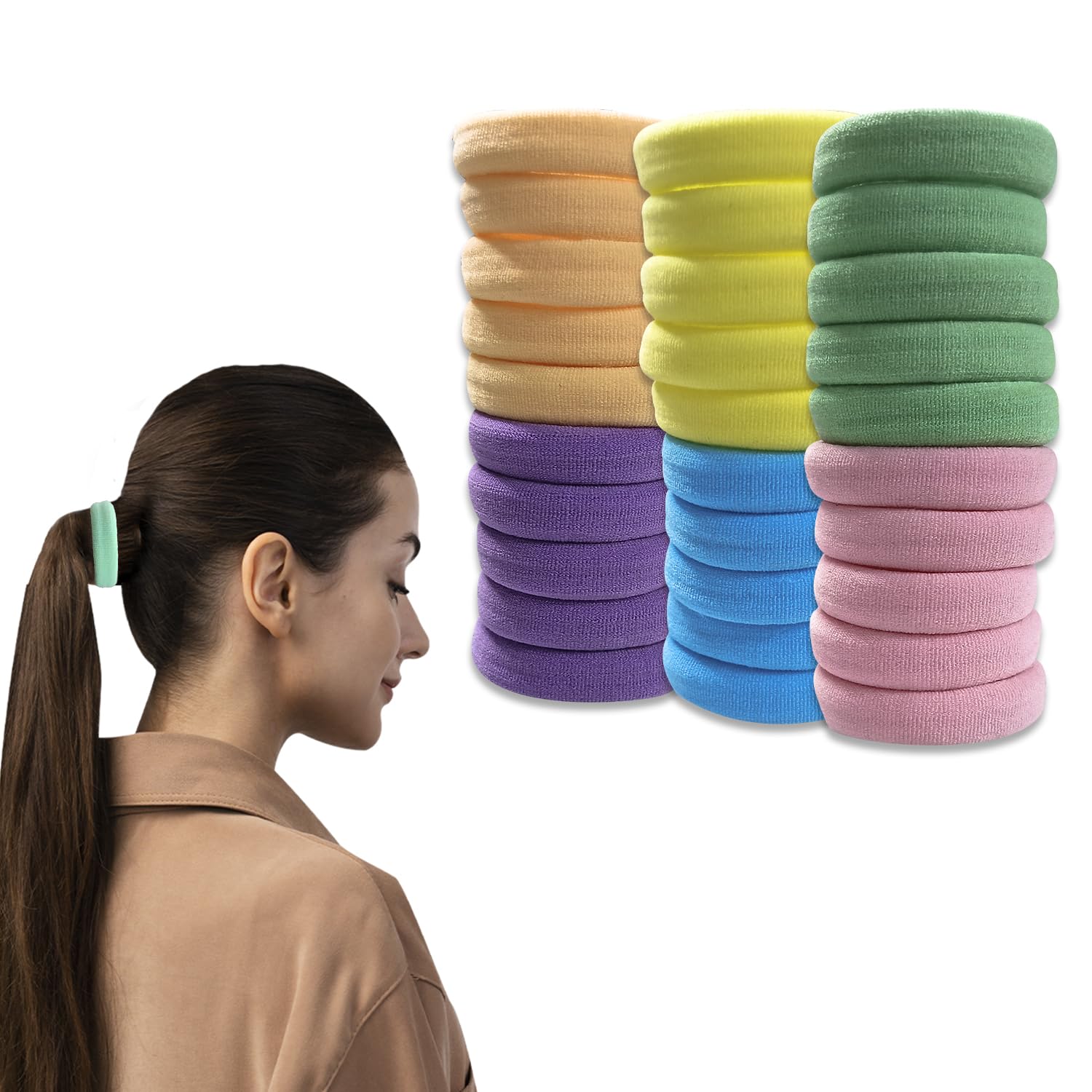 TEMPERIA (30 Pcs) Hair Band for Women & Girls - Premium Rubber Band - Elastic Ponytail Hairband Ties Accessories - Light Random Colours (DN01) (B0CSYYQ81M) Amazon Price History, Amazon Price Tracker