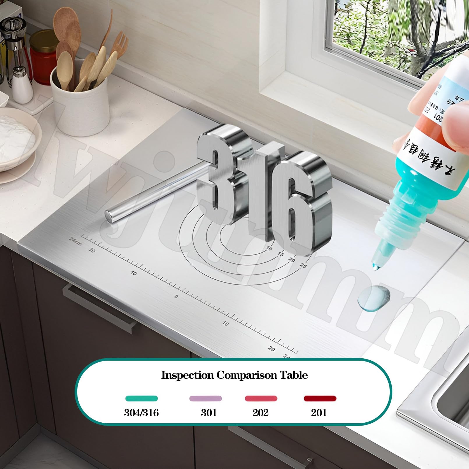 Tabla de cortar de acero inoxidable con borde de tope para protección de encimera de cocina, ideal para amasar y preparar alimentos en el hogar, bar y restaurante