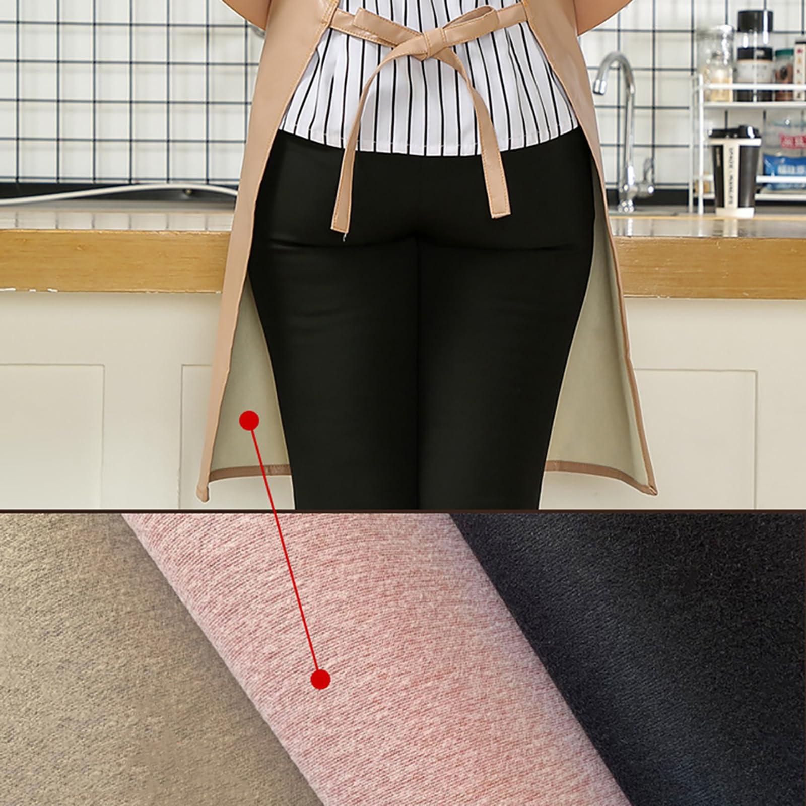 Tablier de cuisine en cuir imperméable avec poches pour la pâtisserie, la cuisine, la pâtisserie, le travail, le jardinage