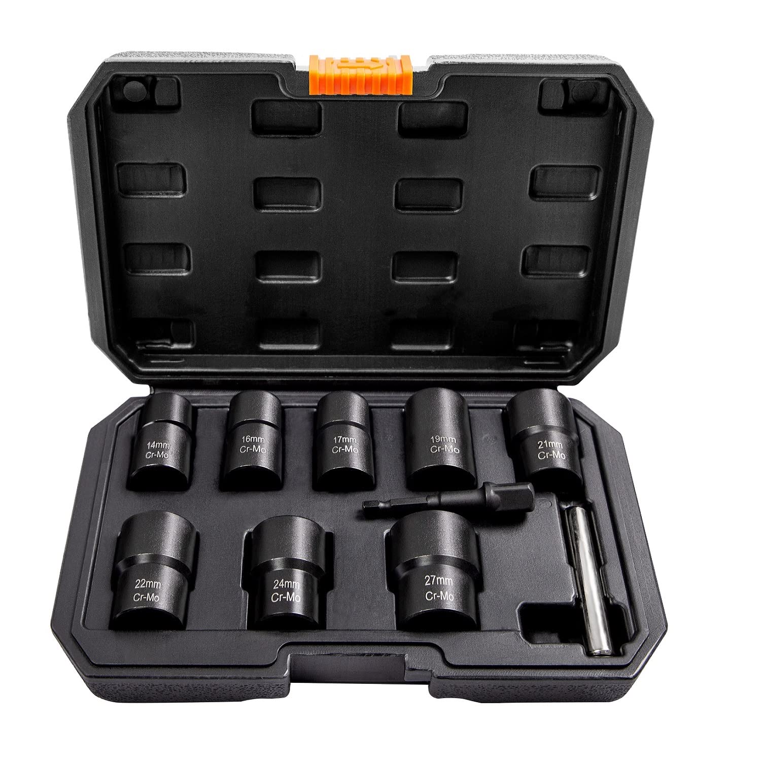 Zestaw 9 nasadek do śrub z nakrętkami, zestaw kluczy do nakrętek kół, 1/2" udarowy, zestaw do demontażu blokad kół do usuwania uszkodzonych, martwych, zardzewiałych, zaokrąglonych śrub, nakrętek i