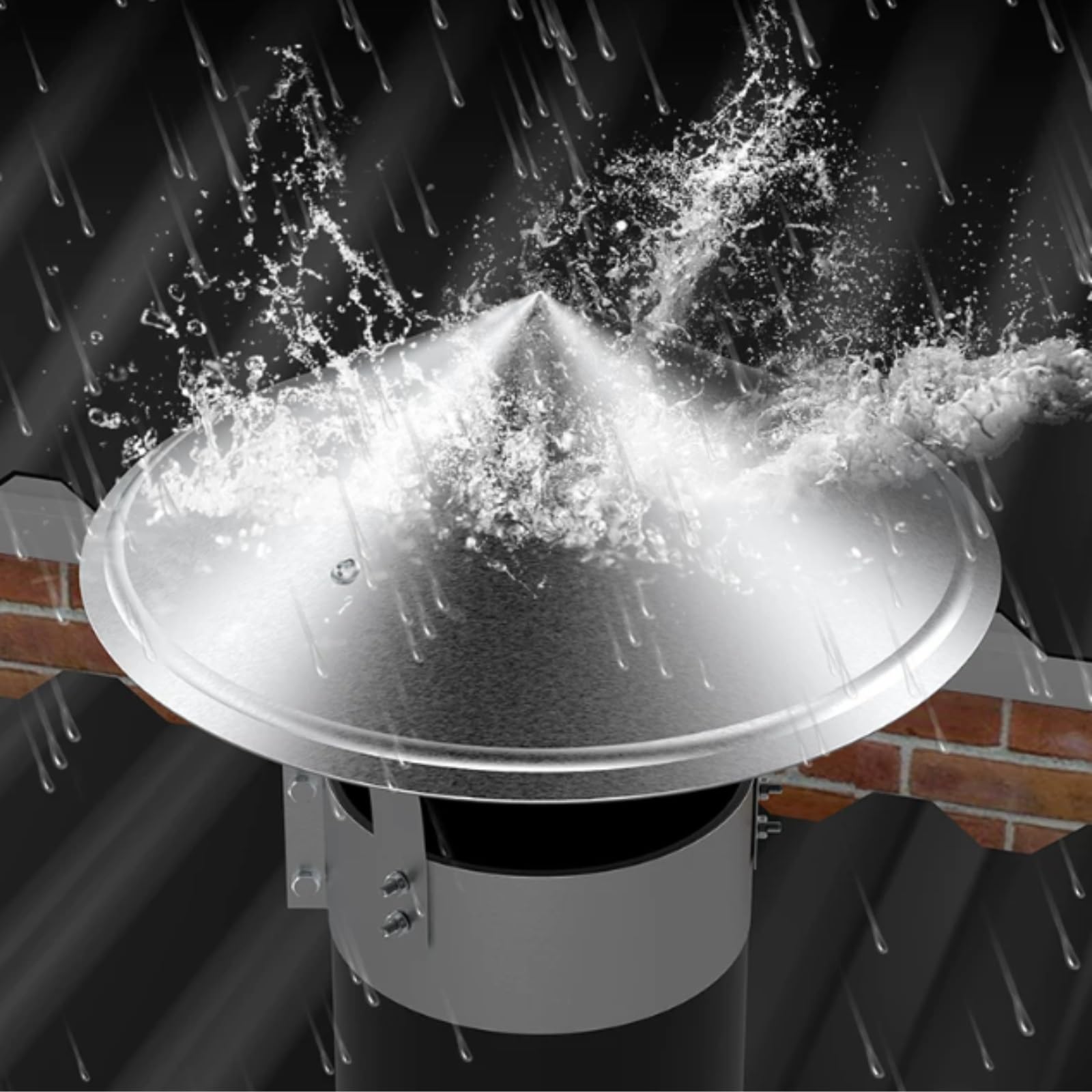 Schornsteinkappenabdeckung, Edelstahl-Regenkappe, Winddichter Dachschutz | Kaminabdeckung Mit Klemmband, Wetterschutz, Schornsteinabdeckung Für Werkstatt Garage Abluft Verbessern(150mm/5.9in)