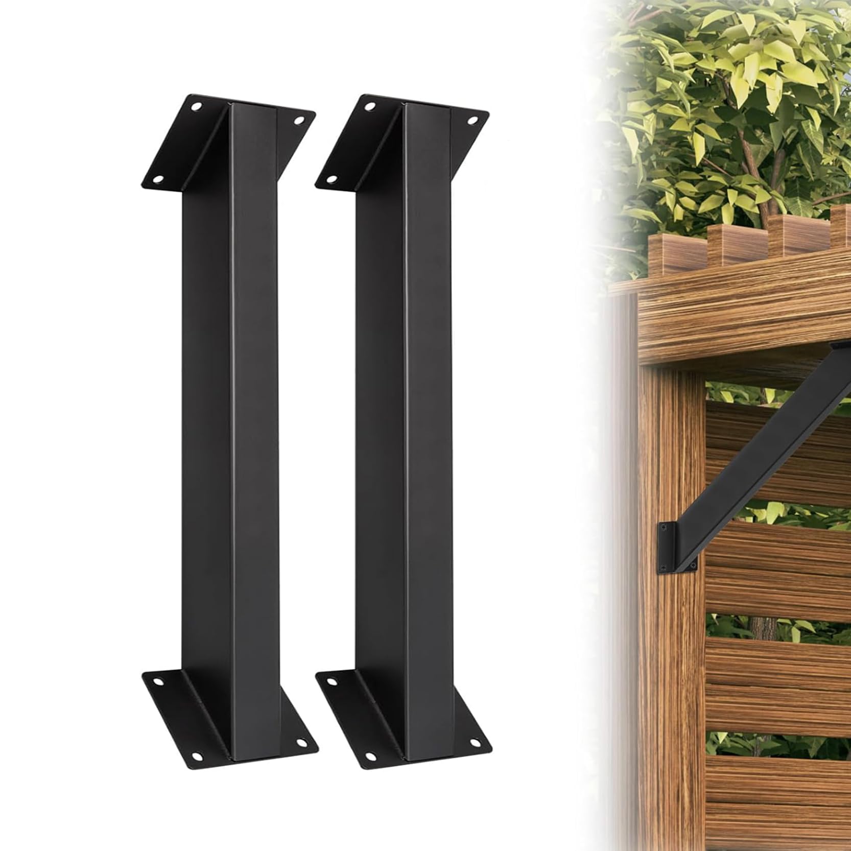 GOUZIBHD Black Metal 45 Degree Angle Support Bracket Connector Corner Brace Inside Joint,45 Degree Pergola Bracket for Wood Post and Beam Pergolas Gazebo(Size:2 Pcs)