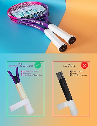 Miniatura 2 de Raqueta de tenis de 27 pulgadas para adultos, paquete de 2 raquetas de tenis para hombres y mujeres, para principiantes y profesionales, con bolsa,