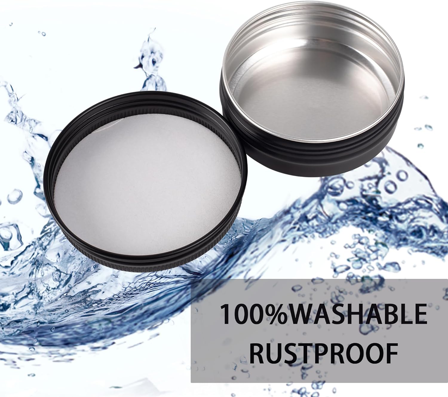 24 Pack 4oz Screw Top Aluminum Tin Jars with Screw Lids and Blank Labels - Refillable 120ml Metal Containers for Lip Balms, Candles, Salves, Spices, Crafts (Black)