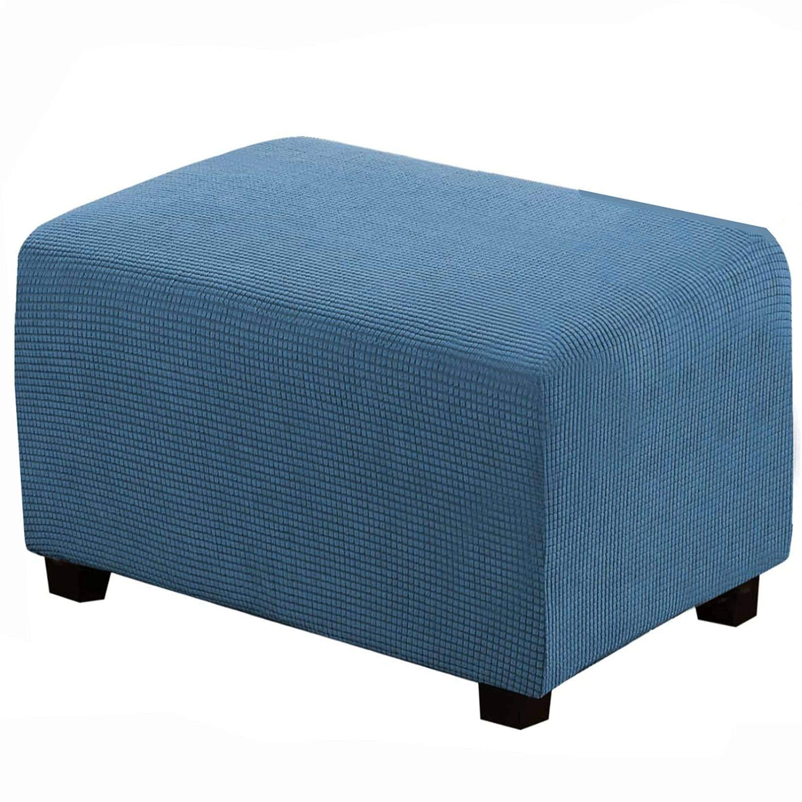 Housse de tabouret élastique jacquard pour repose-pieds ottoman rectangle